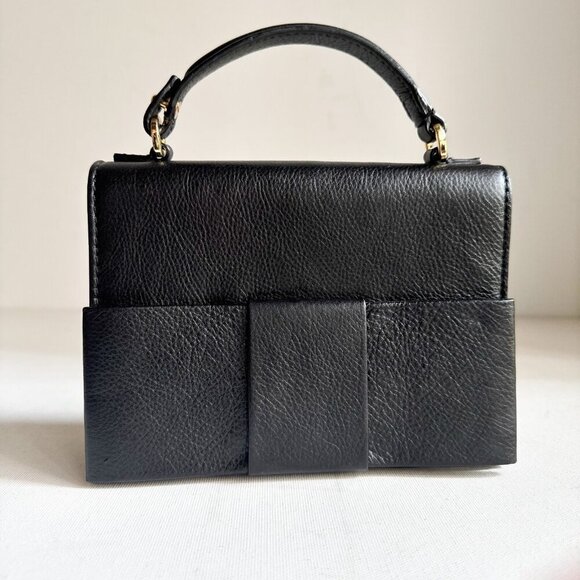 Banana Republic Black Leather Mini Bag w Bow and Chain Strap - Picture 1 of 8